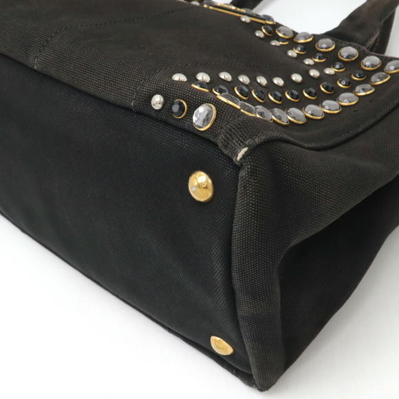PRADA CANAPA Tote Bag Canvas NERO Black 1BG439 - Picture 4 of 10